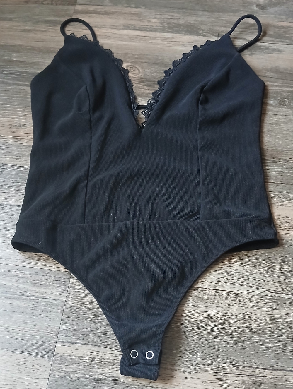 Express Black Lace-Trim Bodysuit Tank Top - Picture 4 of 13